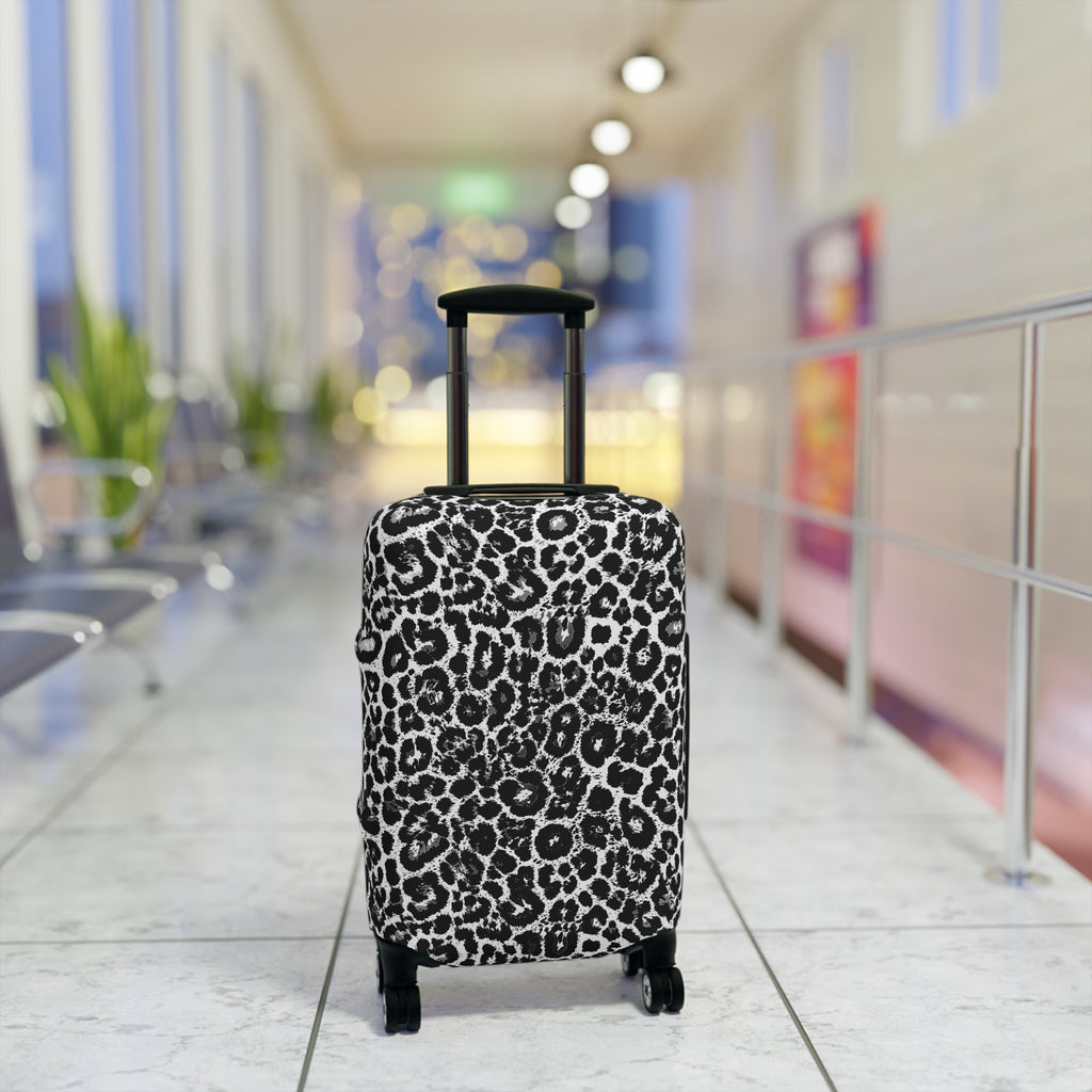Leopard Print Black and White Luggage Cover