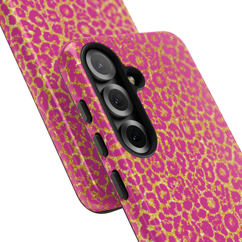 Pink Gold Leopard Tough Case for iPhone, Galaxy, or Google Pixel