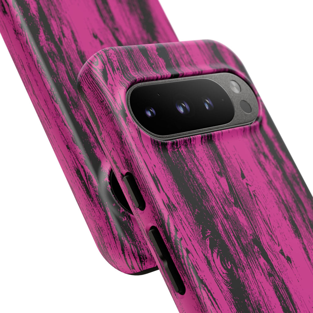 Hot Pink wood print Design Tough Phone Case for iPhone, Galaxy, or Google Pixel