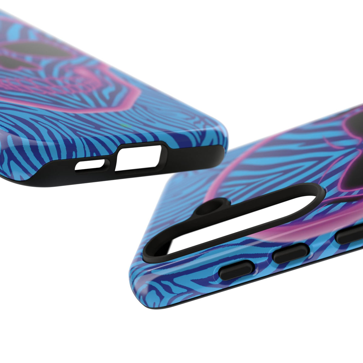 Neon Zebra Skull Tough Phone Case for iPhone, Galaxy, or Google Pixel