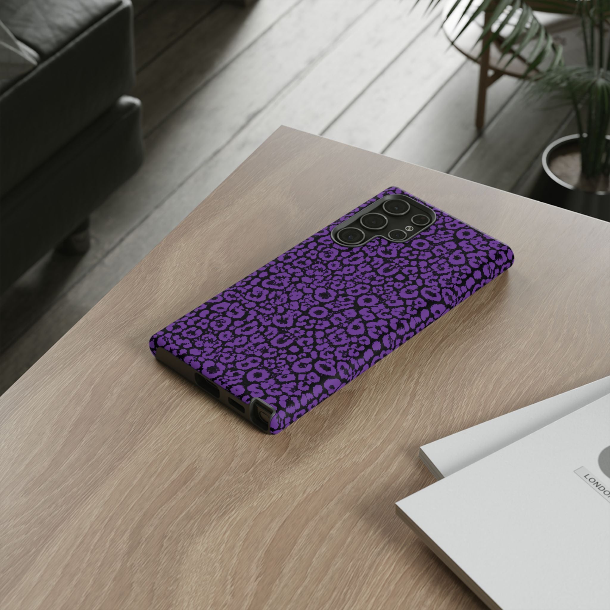 Purple Leopard Tough Case for iPhone, Galaxy or Google Pixel