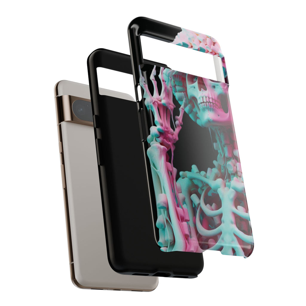 Neon Pink Skeleton (Black) Tough Phone Case for iPhone, Galaxy, or Google Pixel