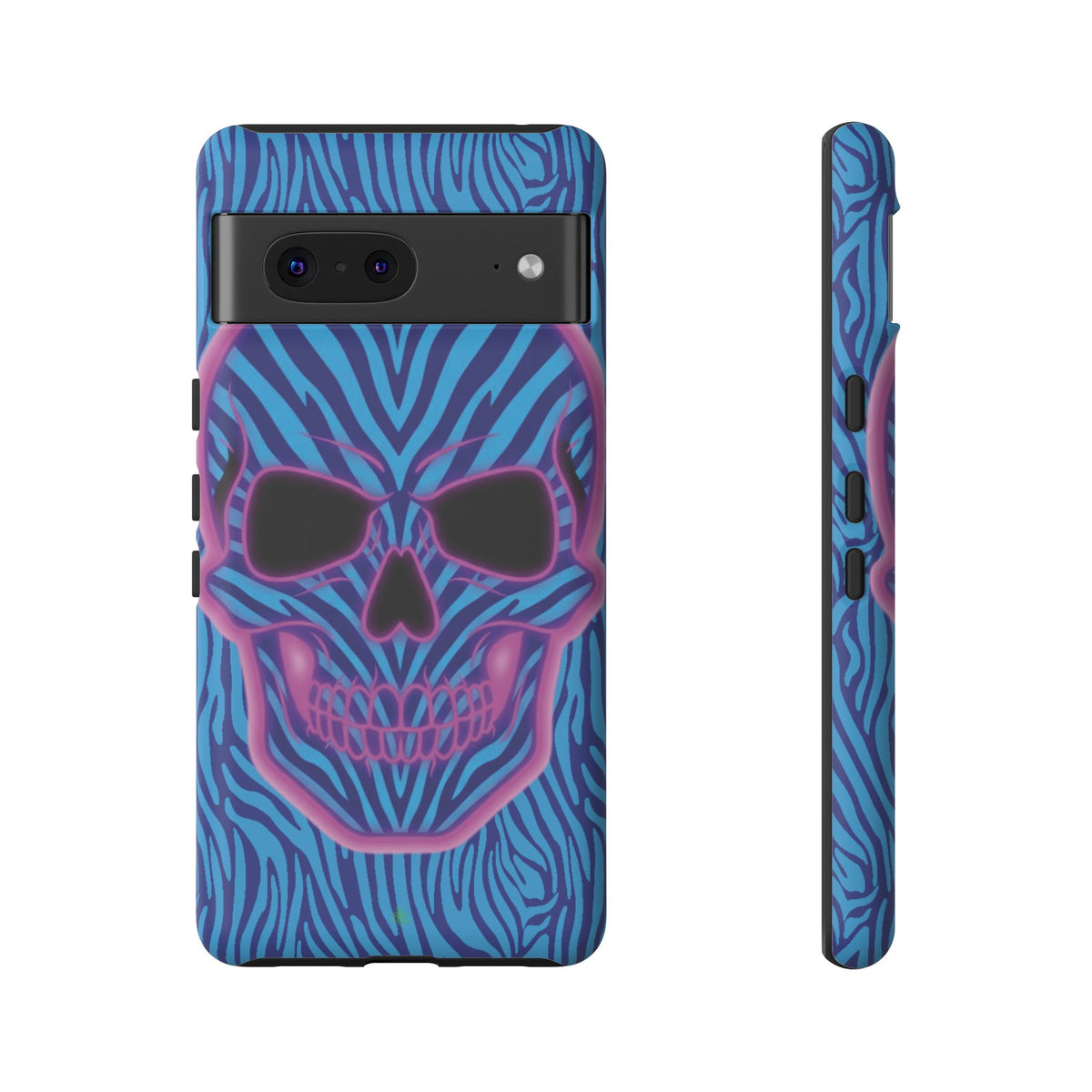 Neon Zebra Skull Tough Phone Case for iPhone, Galaxy, or Google Pixel