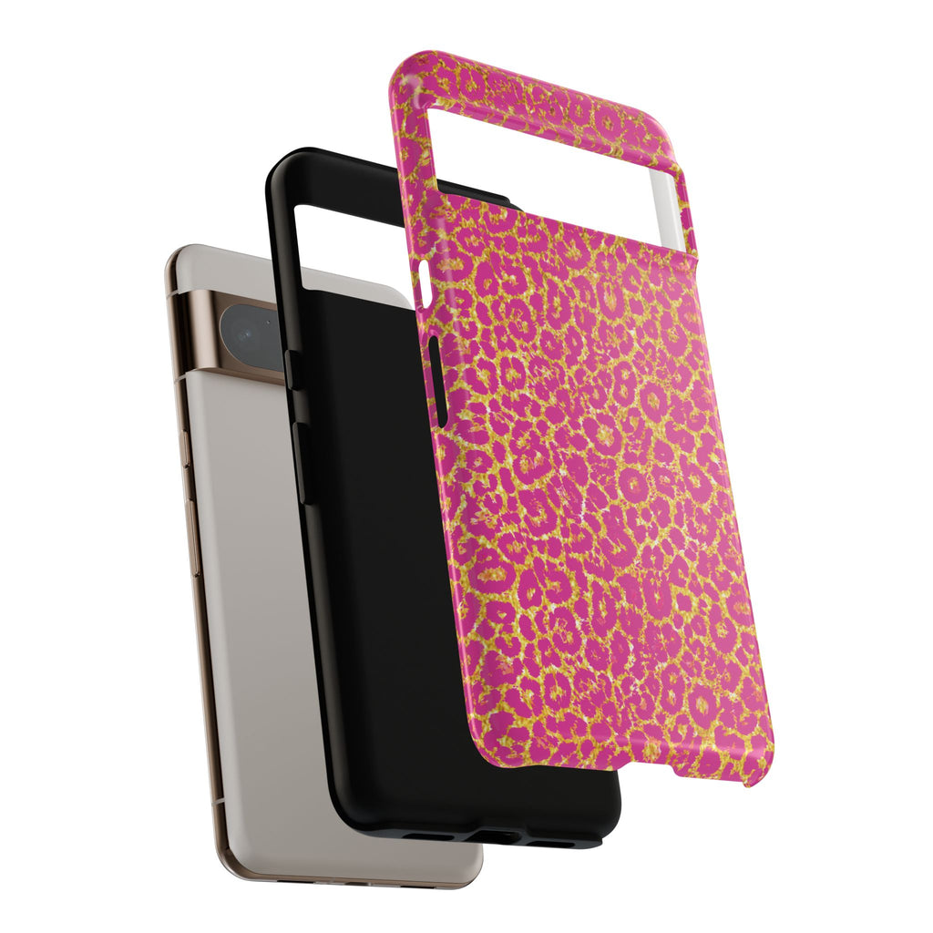 Pink Gold Leopard Tough Case for iPhone, Galaxy, or Google Pixel