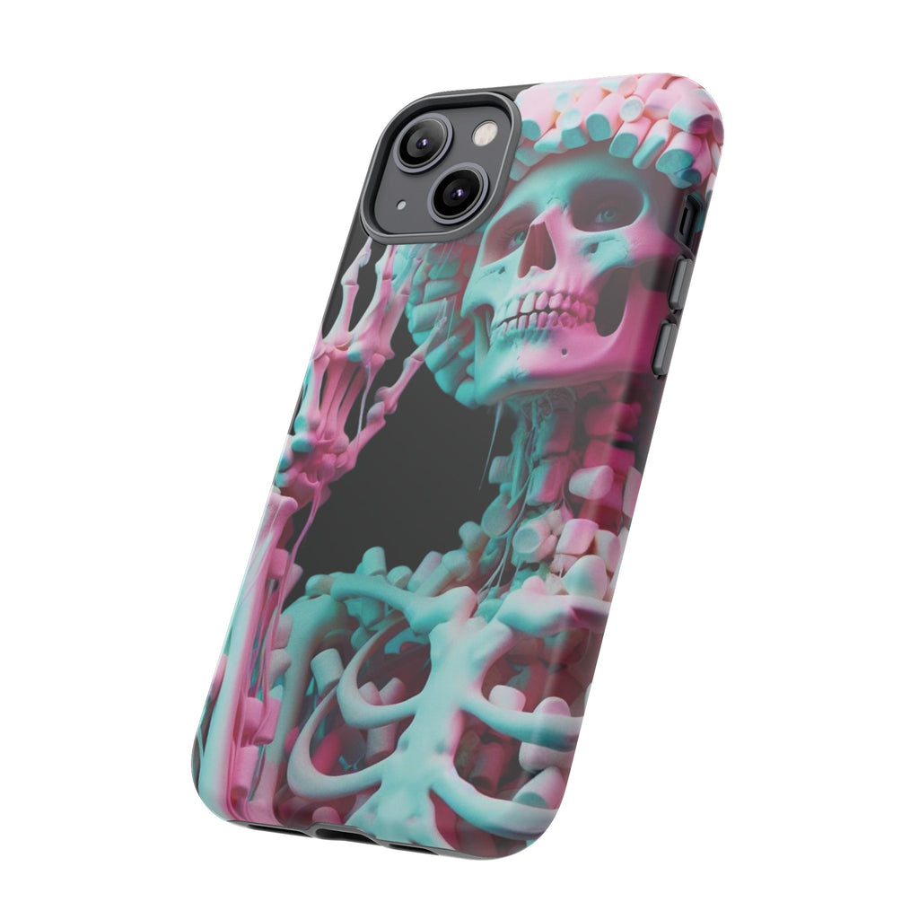 Neon Pink Skeleton (Black) Tough Phone Case for iPhone, Galaxy, or Google Pixel