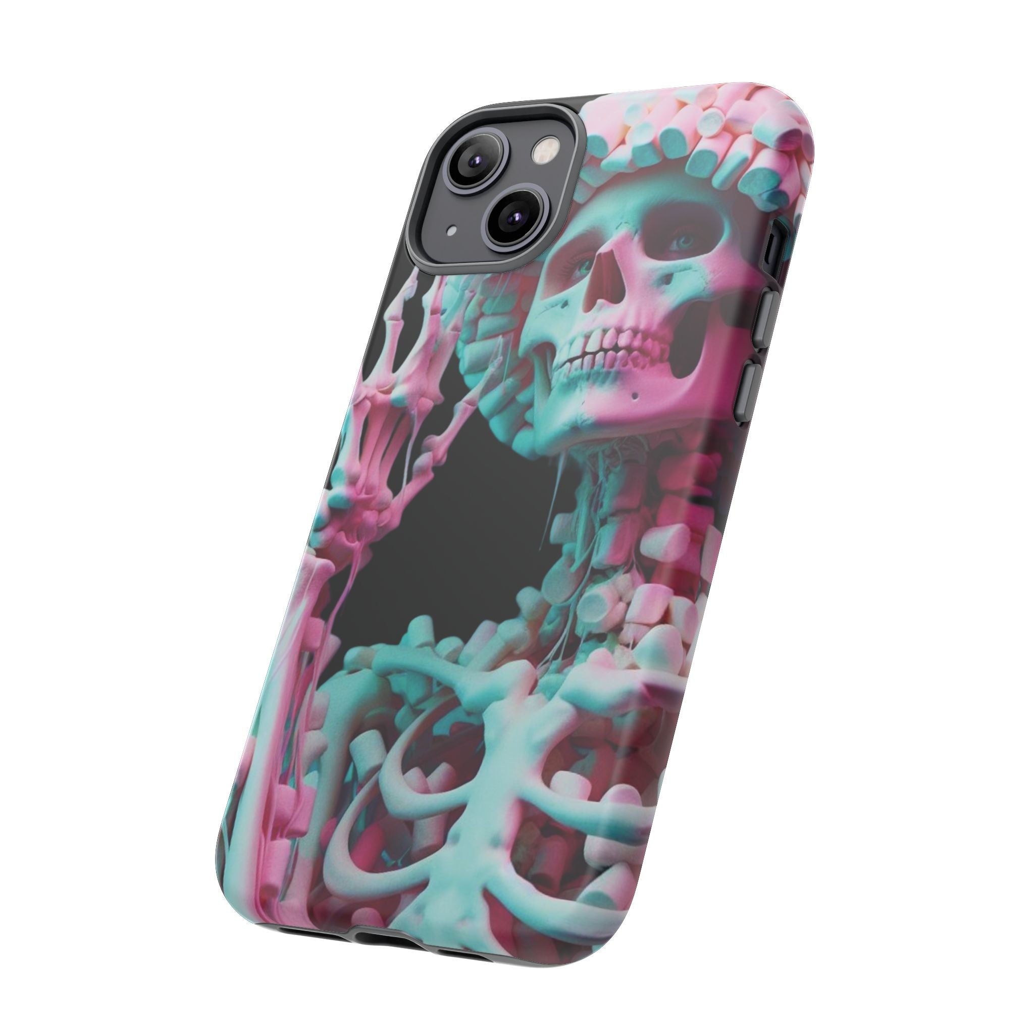Neon Pink Skeleton (Black) Tough Phone Case for iPhone, Galaxy, or Google Pixel