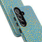 Blue Gold Leopard Tough Phone Case for iPhone, Galaxy, or Google Pixel