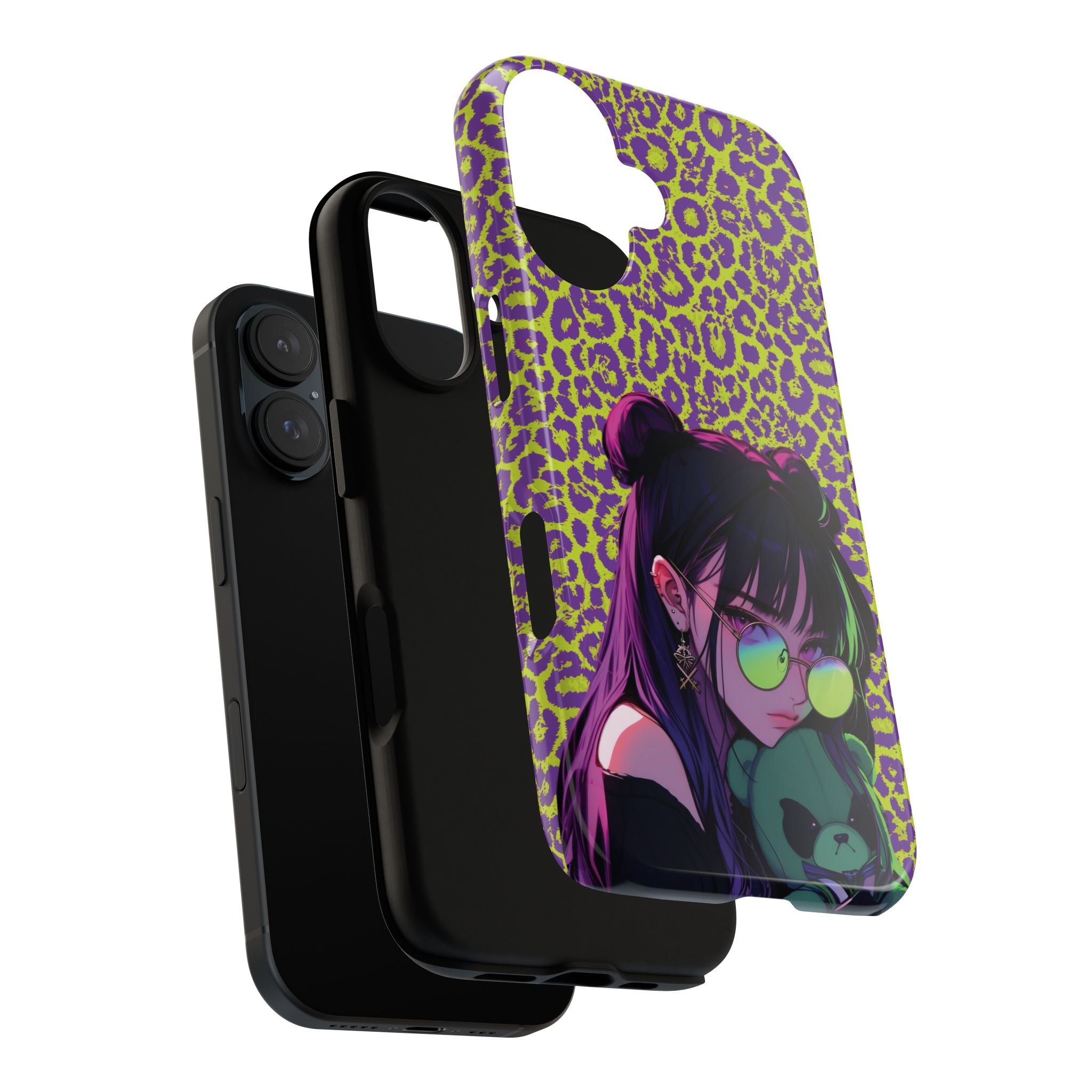 Purple Neon Lime Leopard Kz Tough Case for iPhone, Galaxy, or Google Pixel