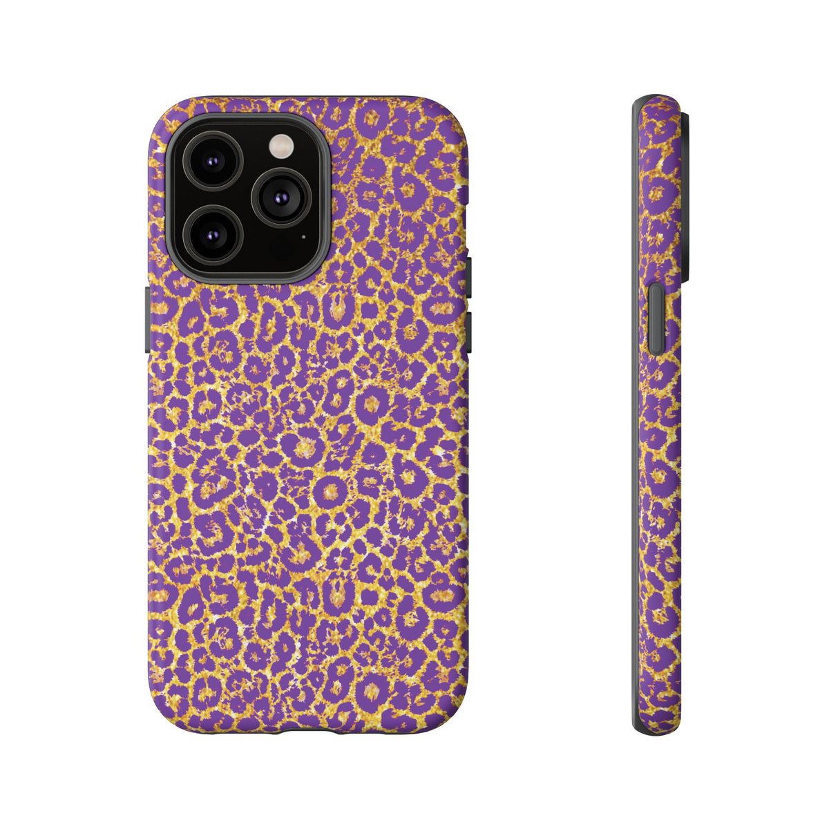 Purple Gold Leopard Tough Phone Case for iPhone, Galaxy, or Google Pixel