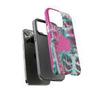 Neon Pink Skeleton Tough Phone Case for iPhone, Galaxy and Google Pixel