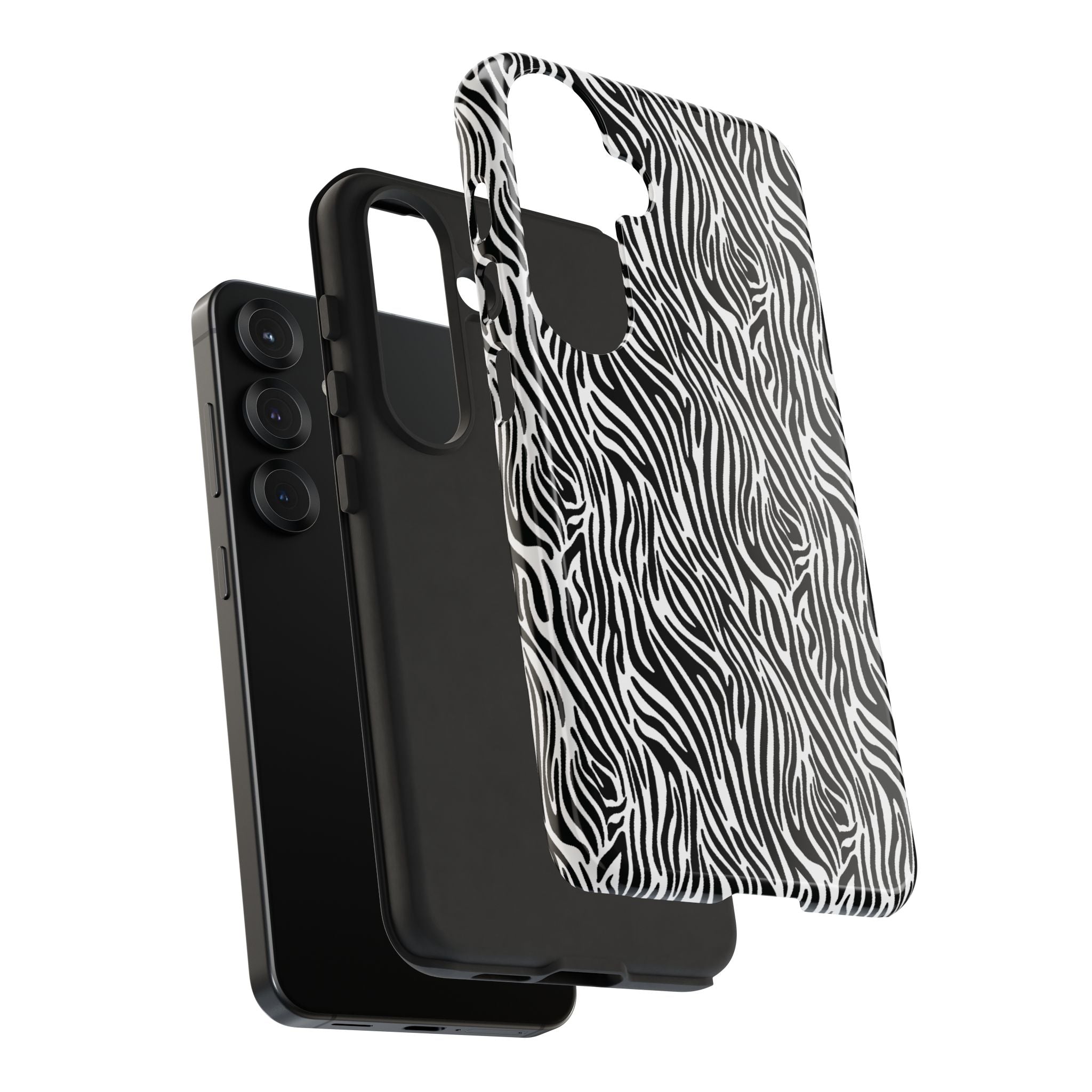Black and White Zebra Print Tough Case iPhone, Galaxy and Google Pixel
