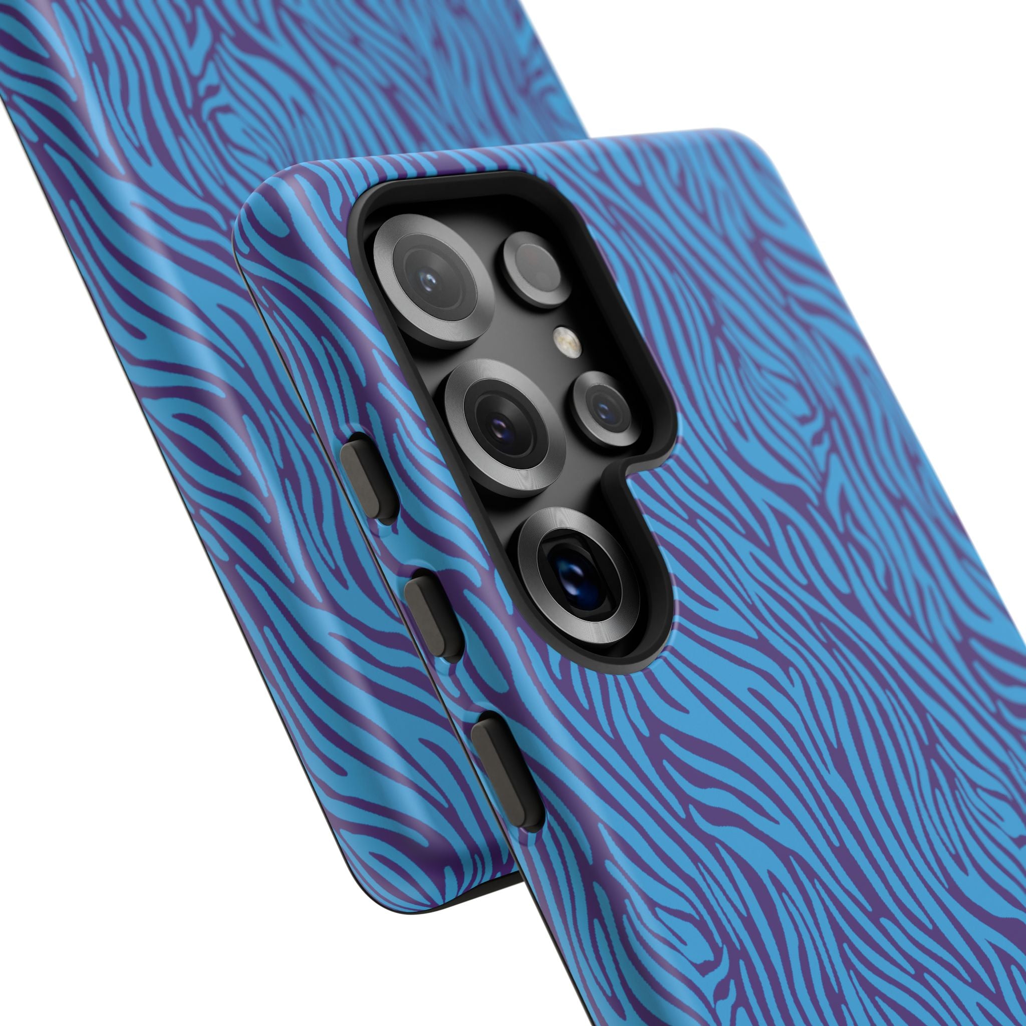 Zebra Print Blue and Purple Tough Case for iPhone, Galaxy or Google Pixel