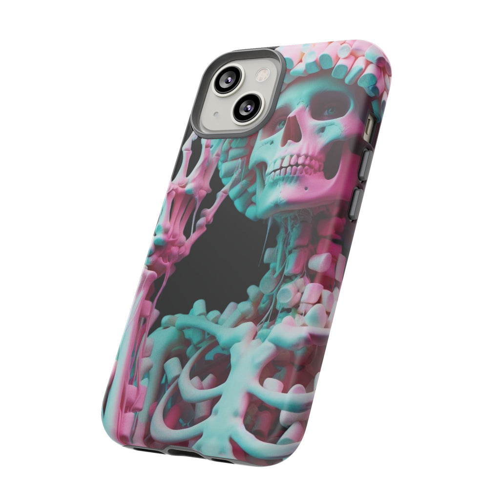 Neon Pink Skeleton (Black) Tough Phone Case for iPhone, Galaxy, or Google Pixel