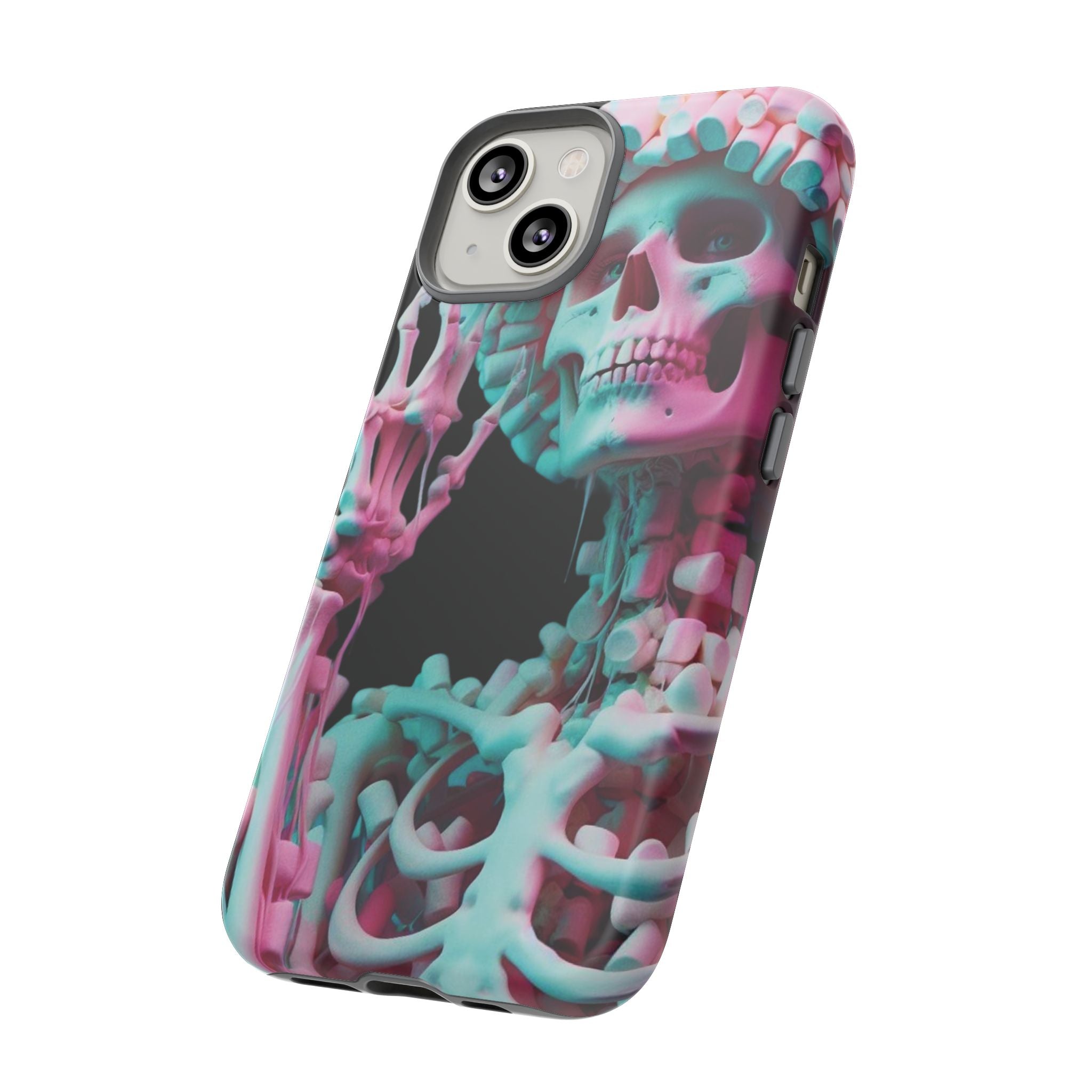 Neon Pink Skeleton (Black) Tough Phone Case for iPhone, Galaxy, or Google Pixel