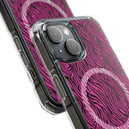 Pink Zebra Magnetic iPhone 14, 15, 16 Series Clear Impact Cases