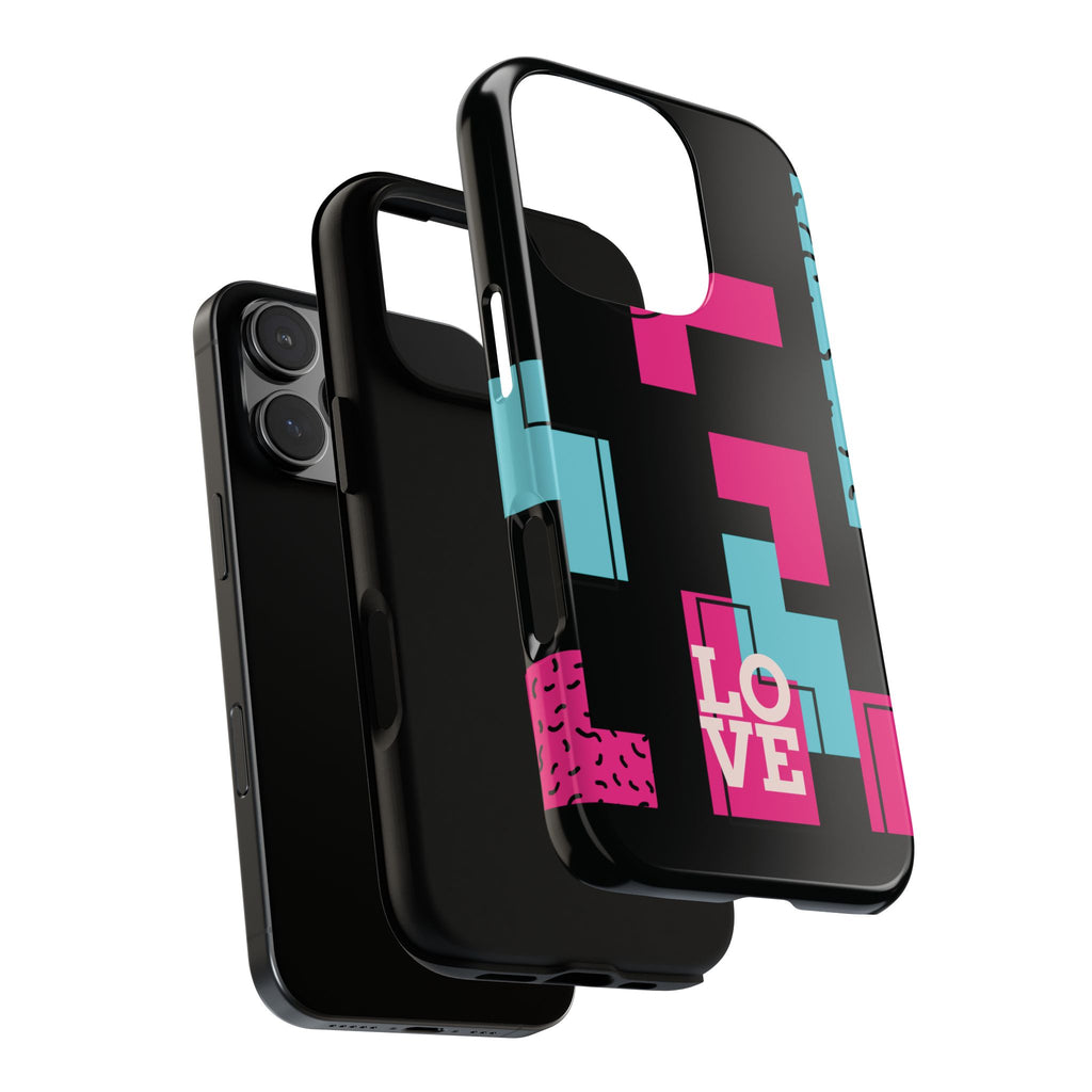 Retro Blocks LOVE Tough Case for iPhone, Galaxy or Google Pixel