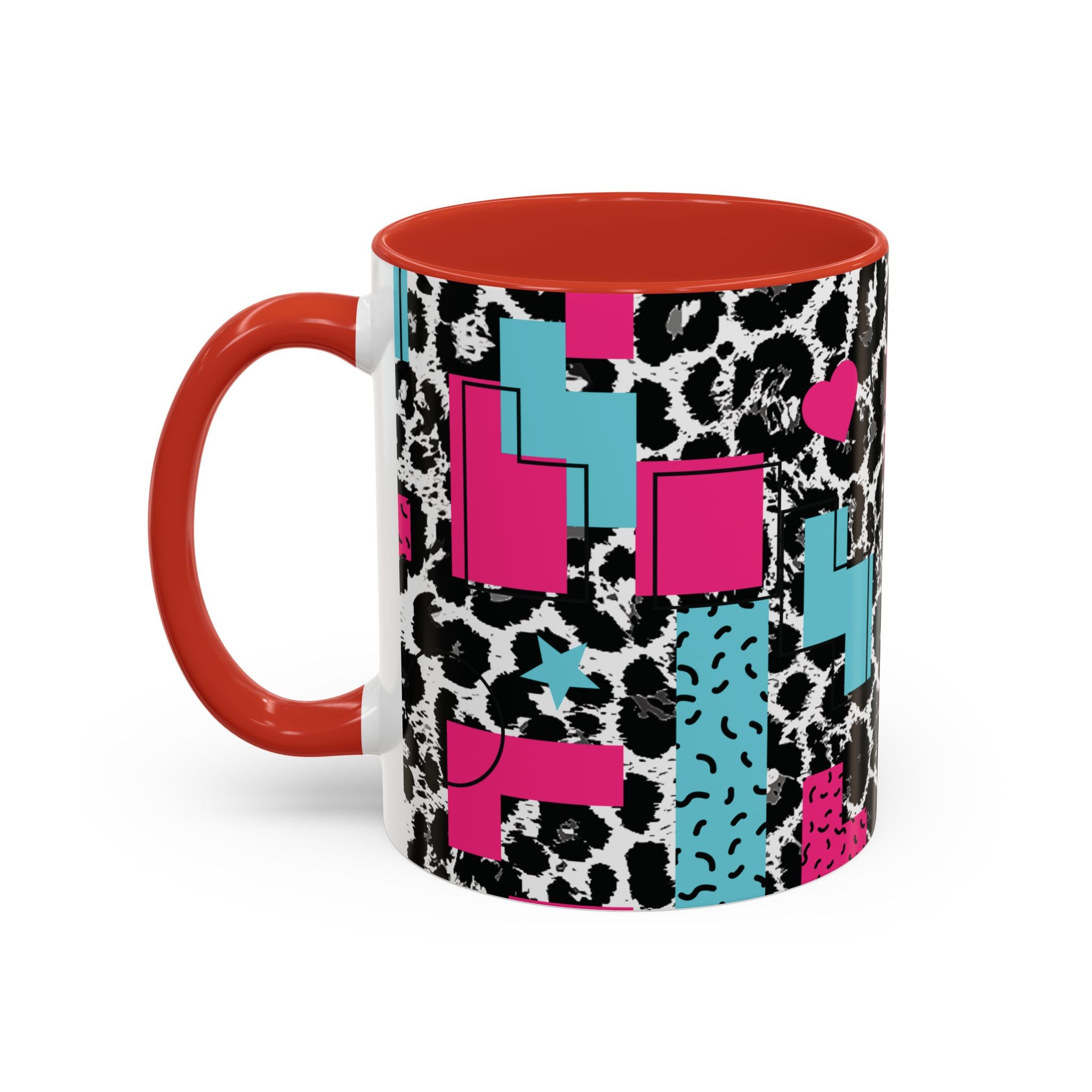 Retro Vibes Love Blocks Leopard Print Coffee Mug Kitchen Decor, Gift