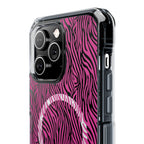 Pink Zebra Magnetic iPhone 14, 15, 16 Series Clear Impact Cases