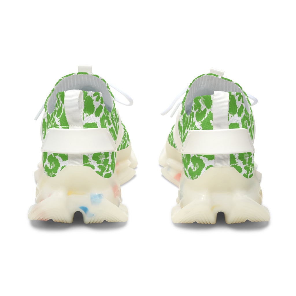 Neon Green Leopard Women's Mesh Sneakers