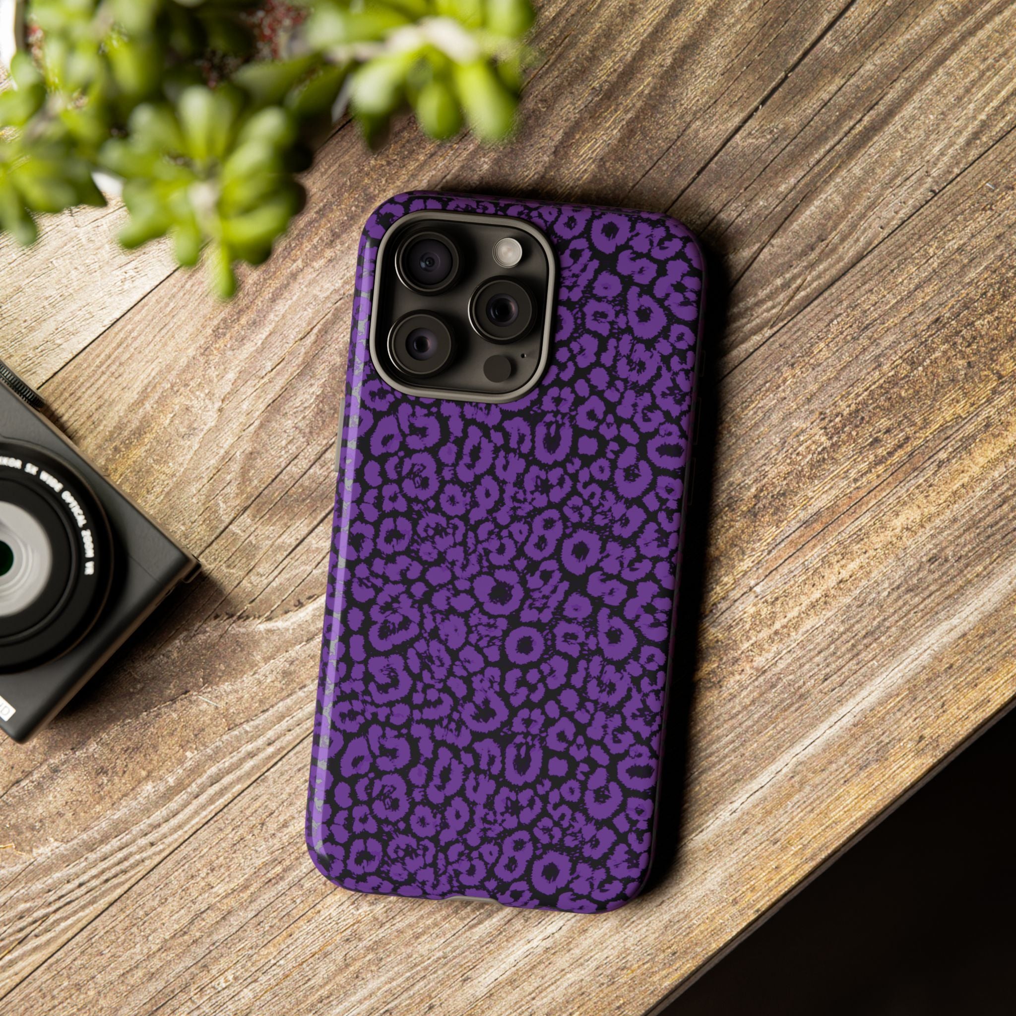 Purple Leopard Tough Case for iPhone, Galaxy or Google Pixel