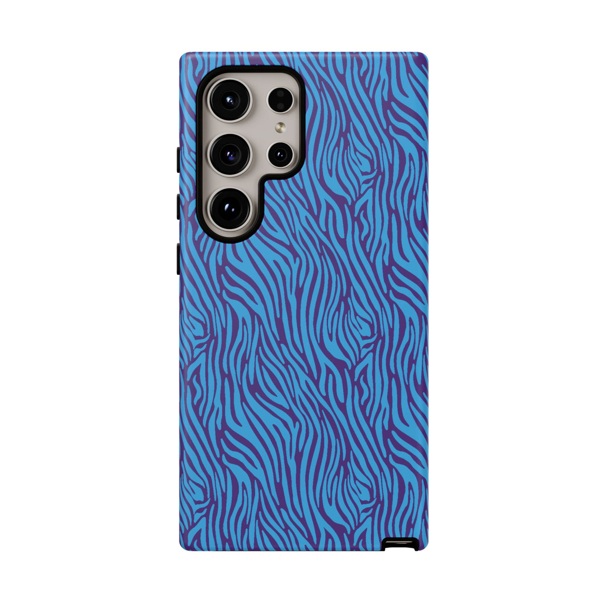 Zebra Print Blue and Purple Tough Case for iPhone, Galaxy or Google Pixel