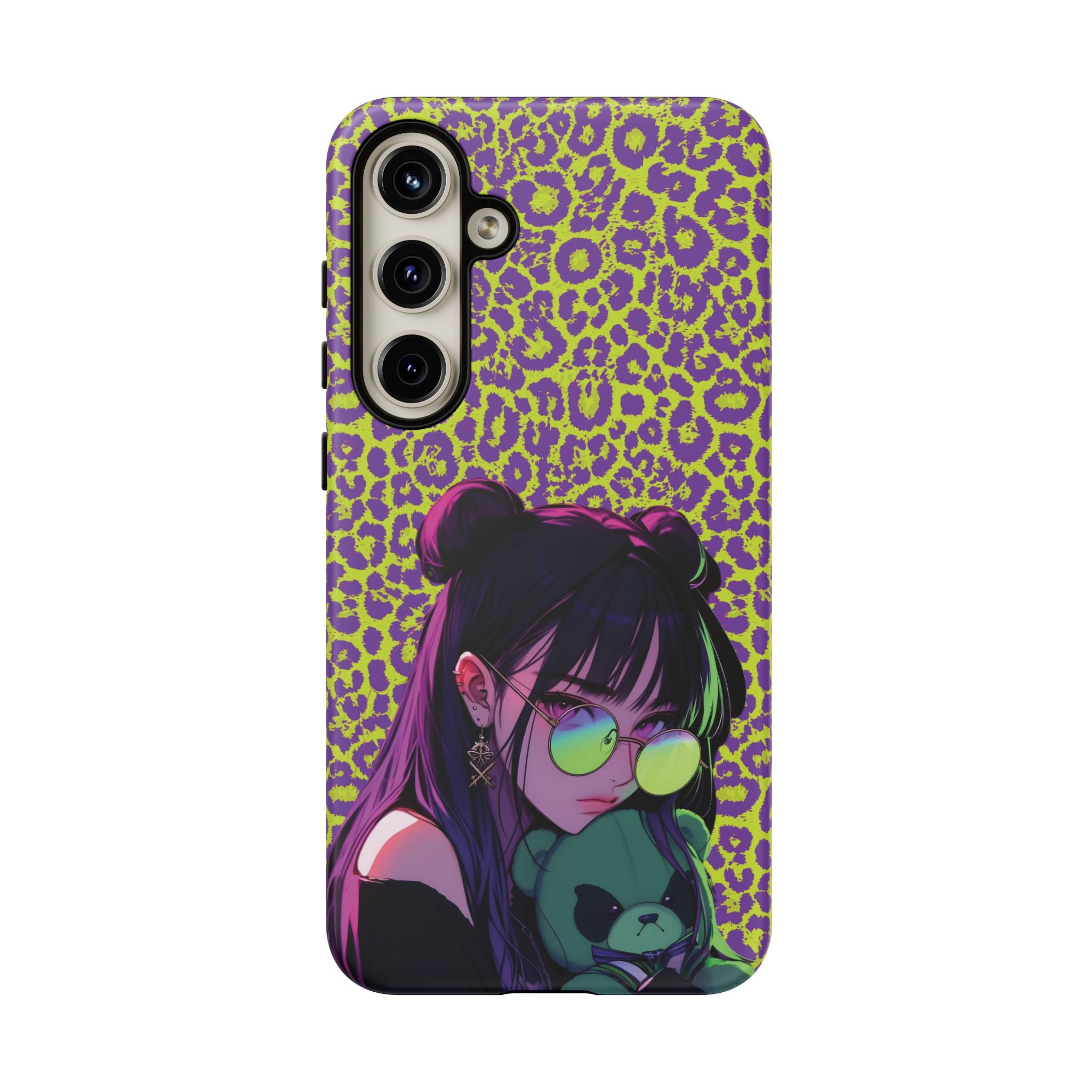 Purple Neon Lime Leopard Kz Tough Case for iPhone, Galaxy, or Google Pixel