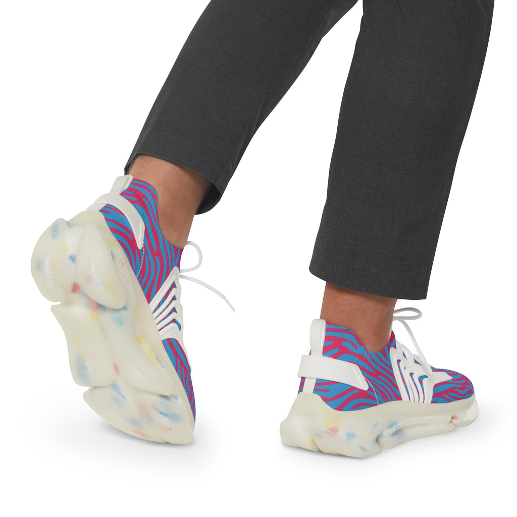 Blue Pink Zebra Men's Mesh Sneakers