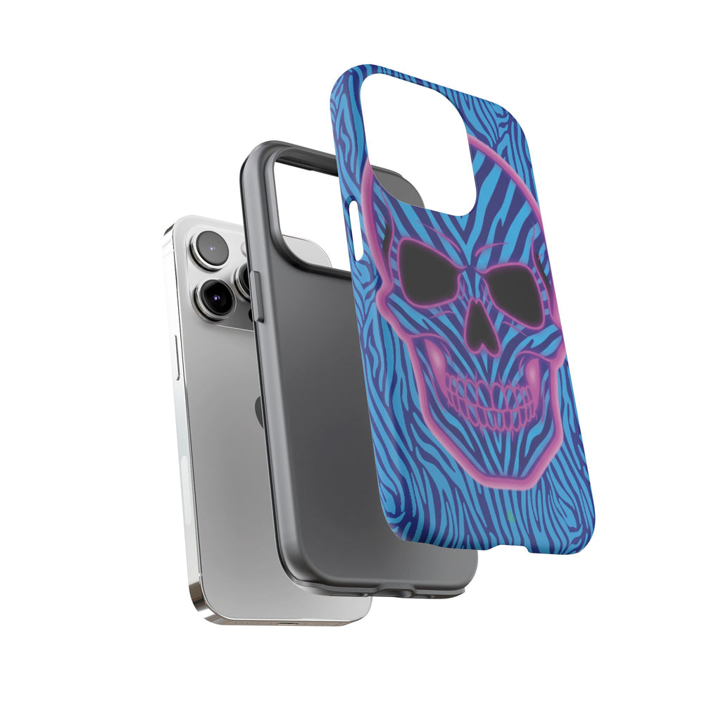 Neon Zebra Skull Tough Phone Case for iPhone, Galaxy, or Google Pixel