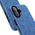 Zebra Print Blue and Purple Tough Case for iPhone, Galaxy or Google Pixel