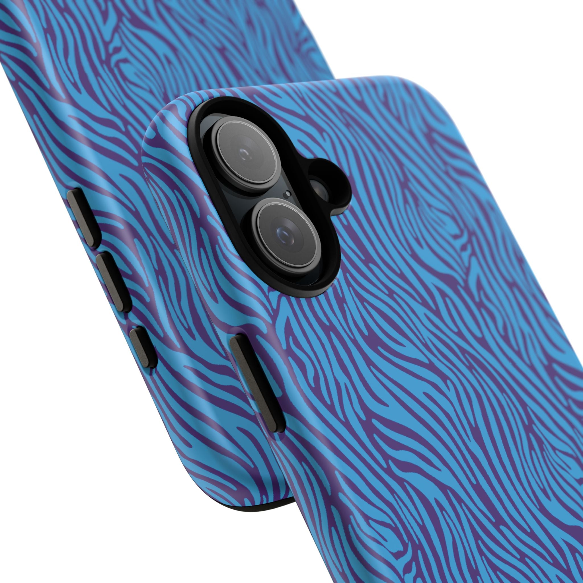 Zebra Print Blue and Purple Tough Case for iPhone, Galaxy or Google Pixel