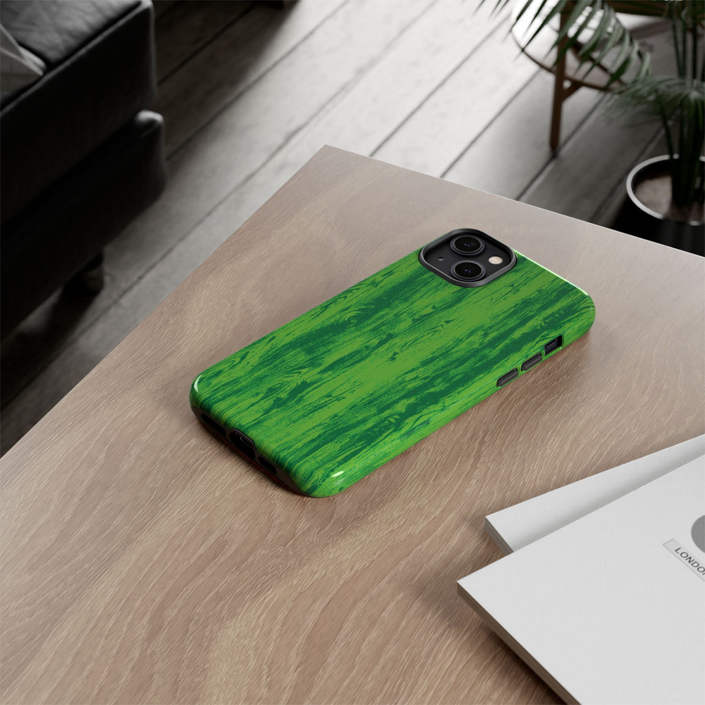 Neon Green Wood Tough Phone Case iPhone, Galaxy, or Google Pixel