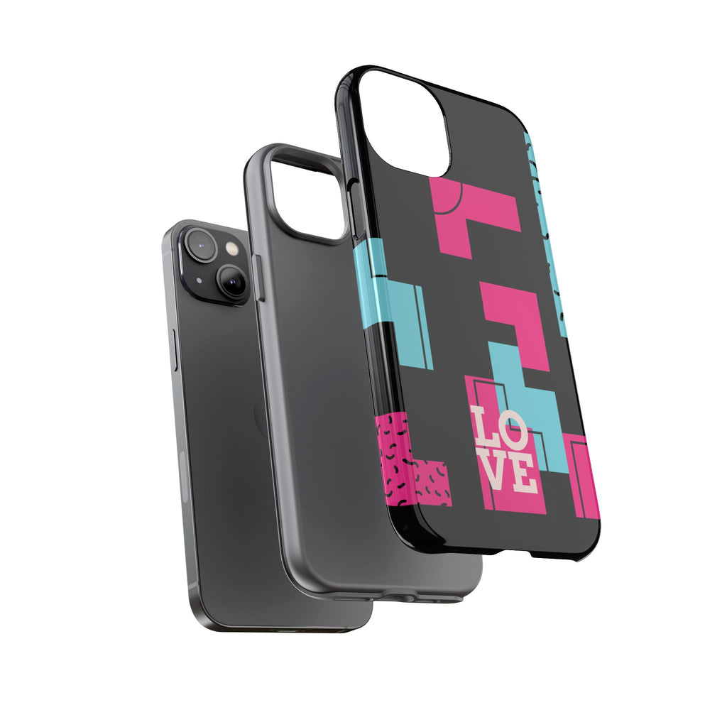 Retro Blocks LOVE Tough Case for iPhone, Galaxy or Google Pixel