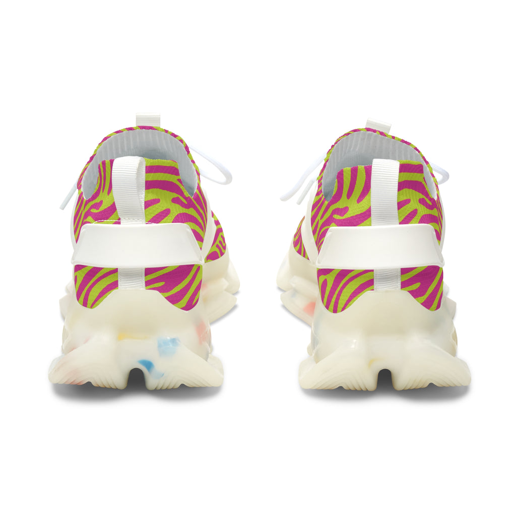 Neon Pink Lime Zebra Women's Mesh Sneakers