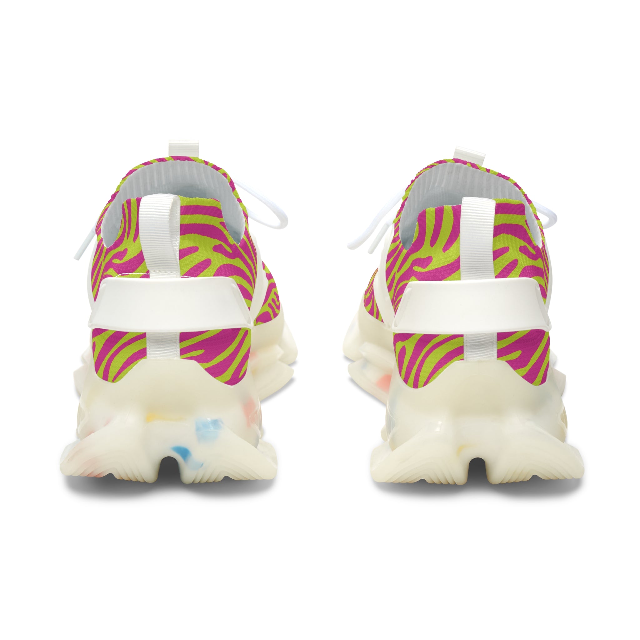 Neon Pink Lime Zebra Women's Mesh Sneakers