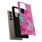 Retro Love Pink Leopard RG Tough Phone Case for iPhone, Galaxy, or Google Pixel
