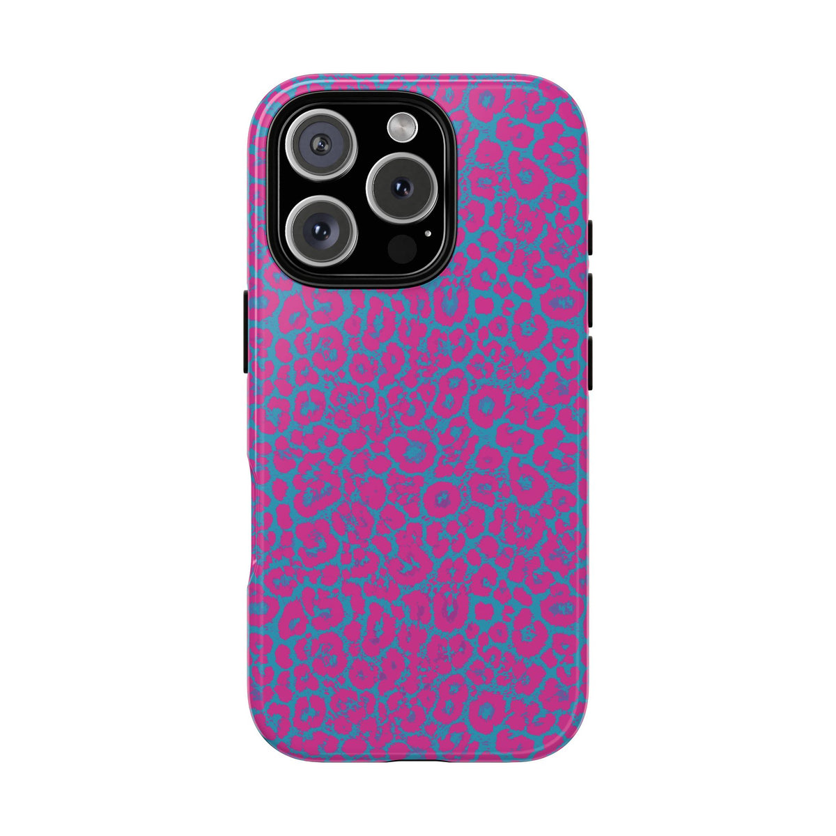 Pink Blue Leopard Tough Phone Case iPhone, Galaxy, or Google Pixel