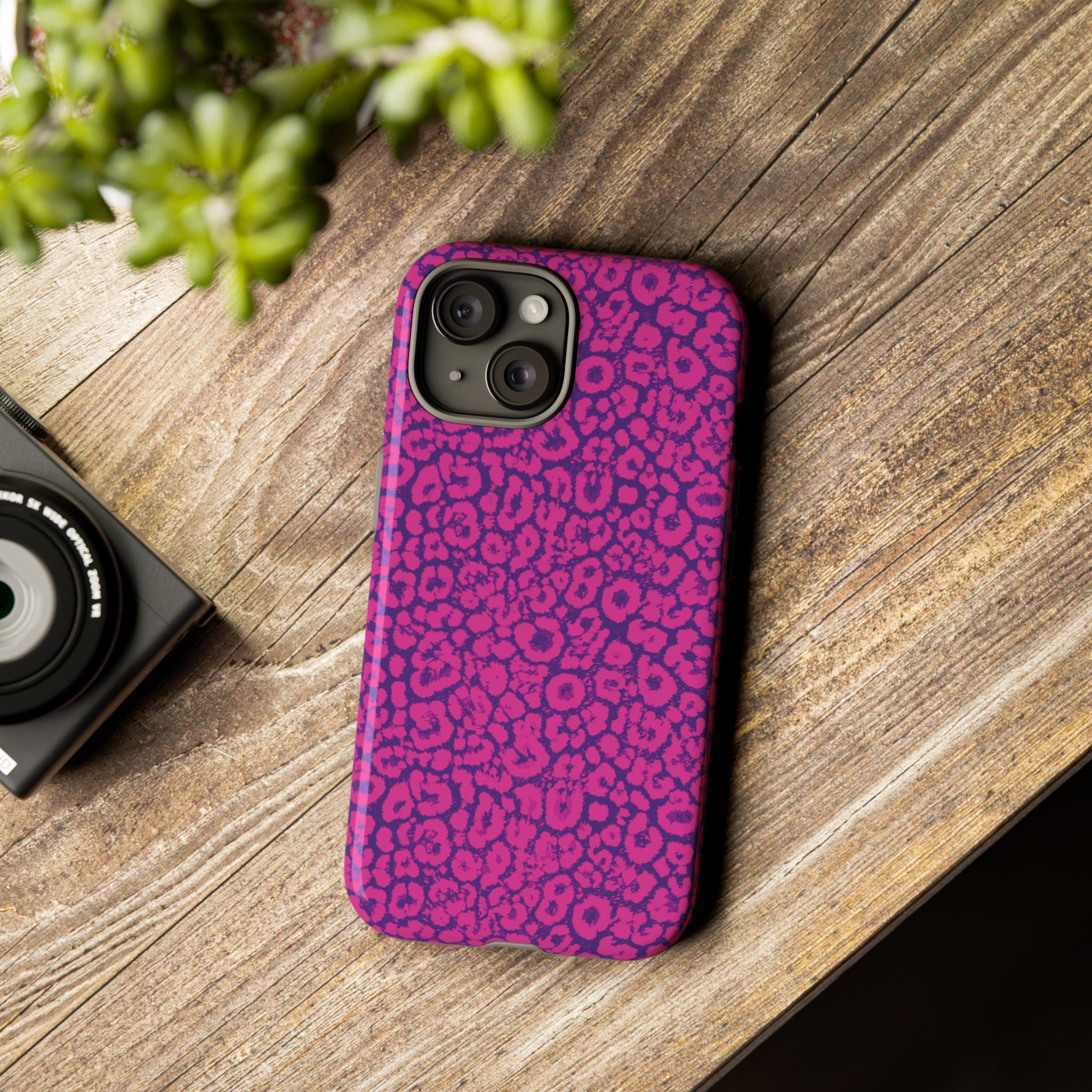 Pink Purple Leopard Tough Phone Case iPhone, Galaxy and Google Pixel