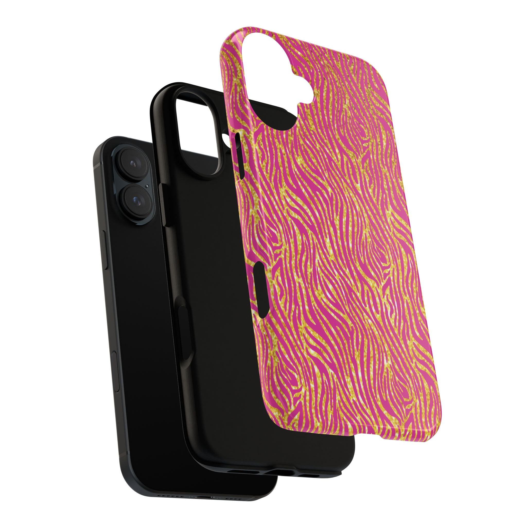 Pink Gold Zebra Print Tough Case for iPhone, Galaxy, or Google Pixel