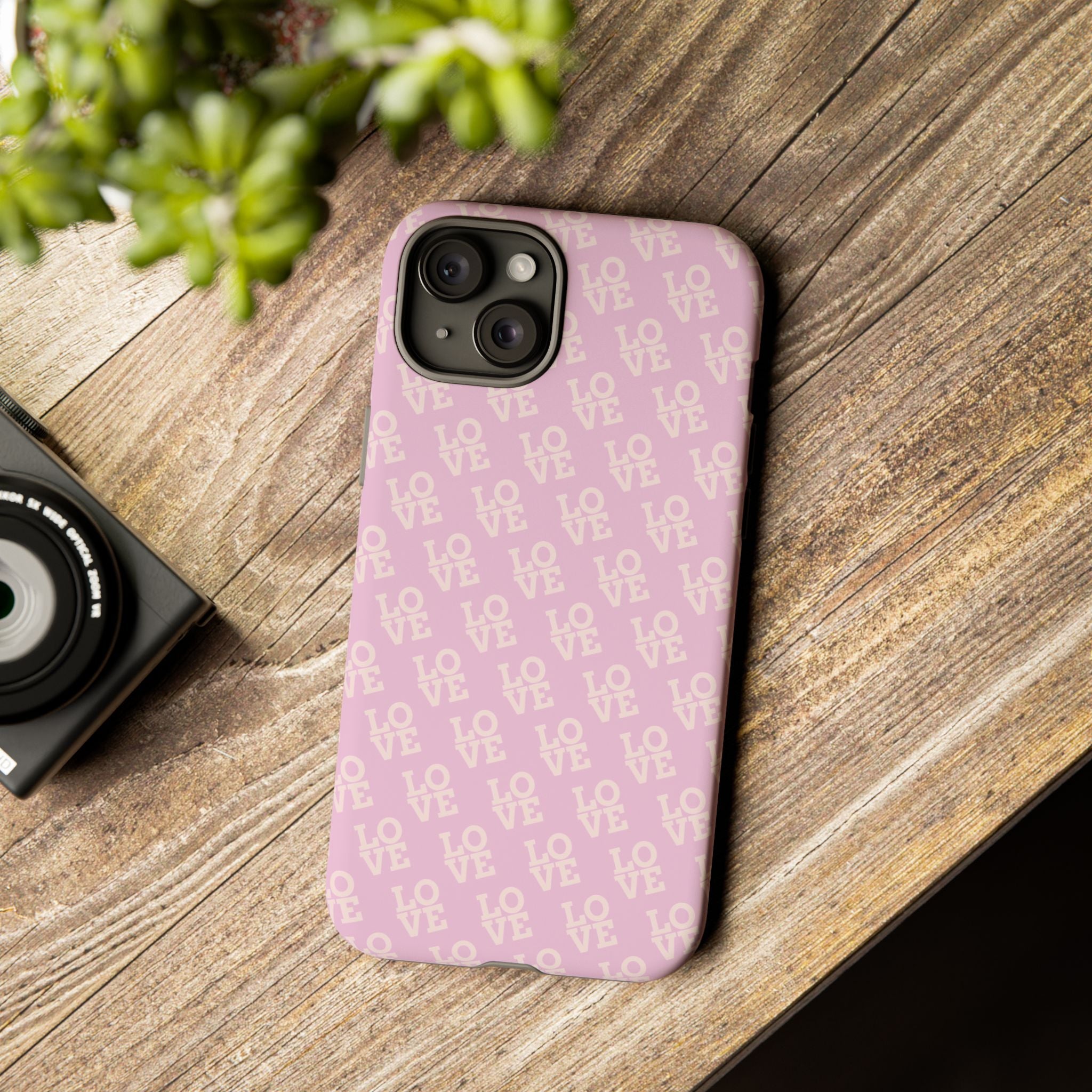 LOVE Pink Tough Phone Case for iPhone, Galaxy, or Google Pixel