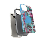 Neon Pink Skeleton Blue Tough Phone Case for iPhone, Galaxy or Google Pixel