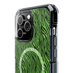 Neon Green Zebra Magnetic iPhone 14, 15, 16 Series Clear Impact Cases