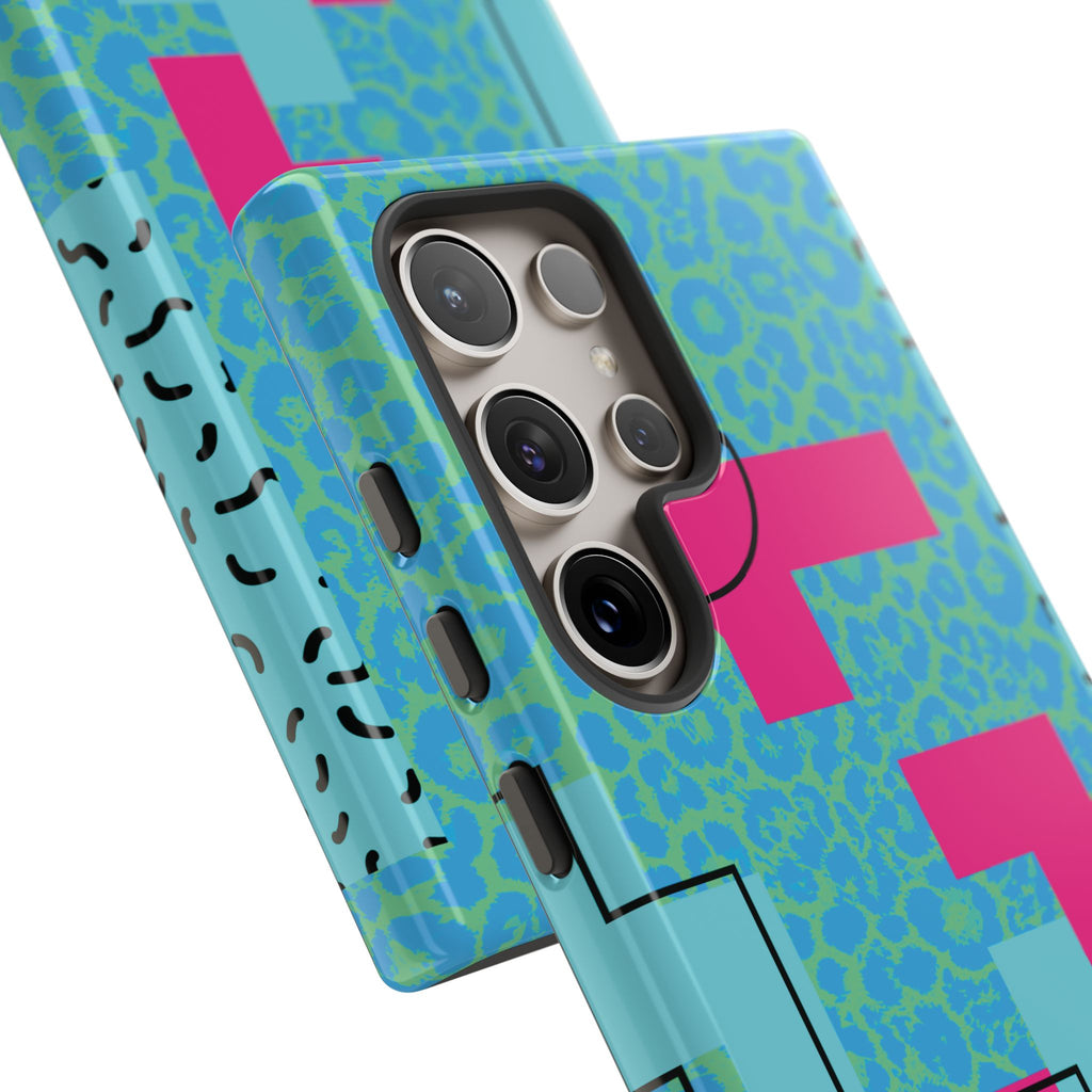 LOVE Aqua Blue Leopard RG Tough Phone Case iPhone, Galaxy, or Google Pixel
