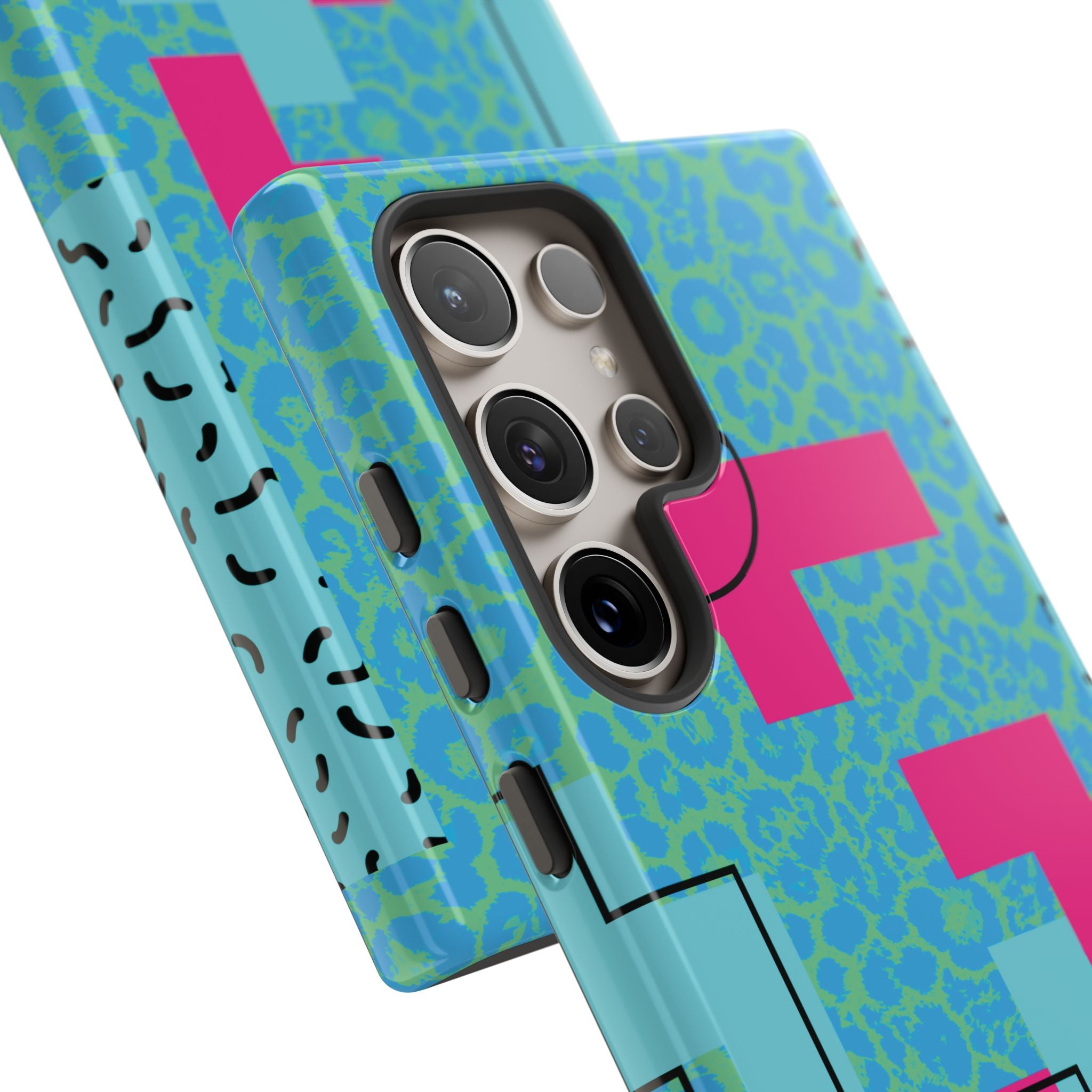 LOVE Aqua Blue Leopard RG Tough Phone Case iPhone, Galaxy, or Google Pixel