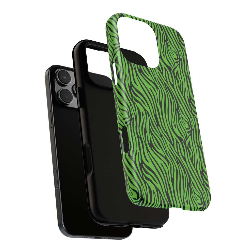 Neon Green Zebra Tough Phone Case iPhone, Galaxy, or Google Pixel