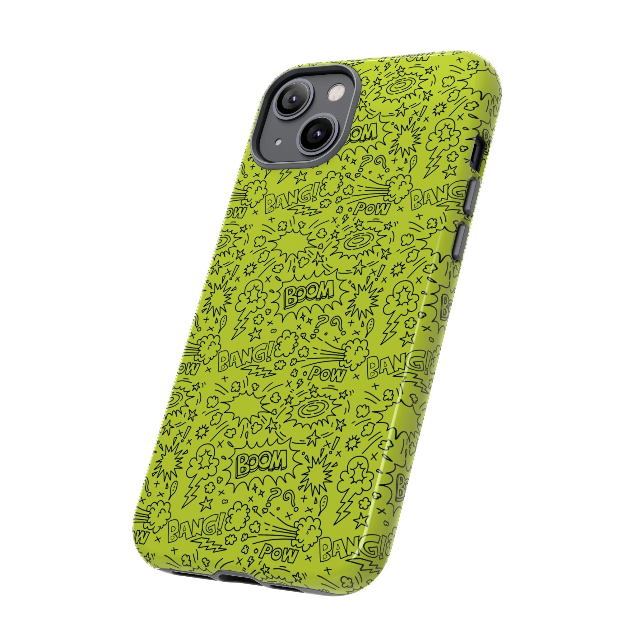 Neon Lime Wow Tough Case for iPhone, Galaxy, or Google Pixel