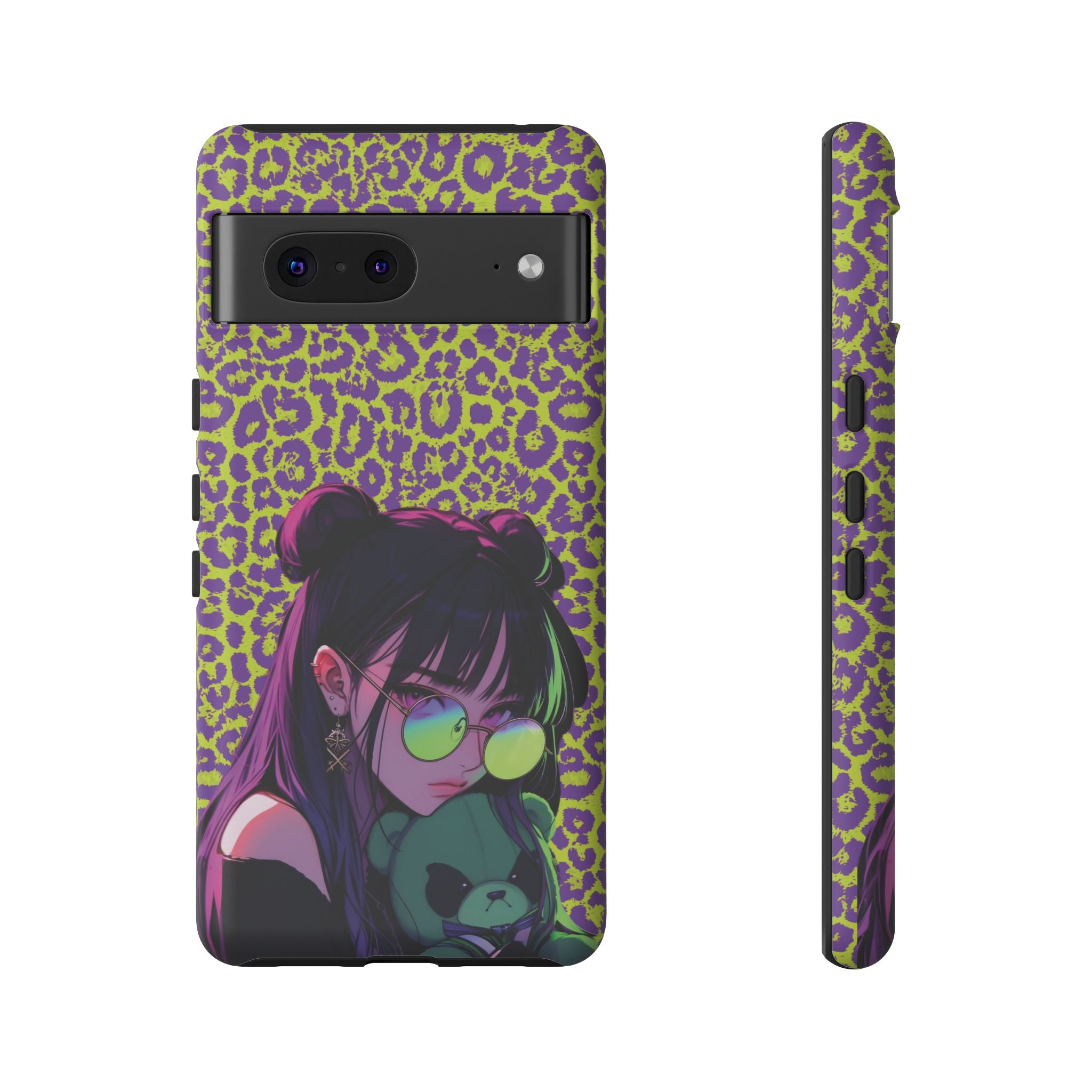 Purple Neon Lime Leopard Kz Tough Case for iPhone, Galaxy, or Google Pixel