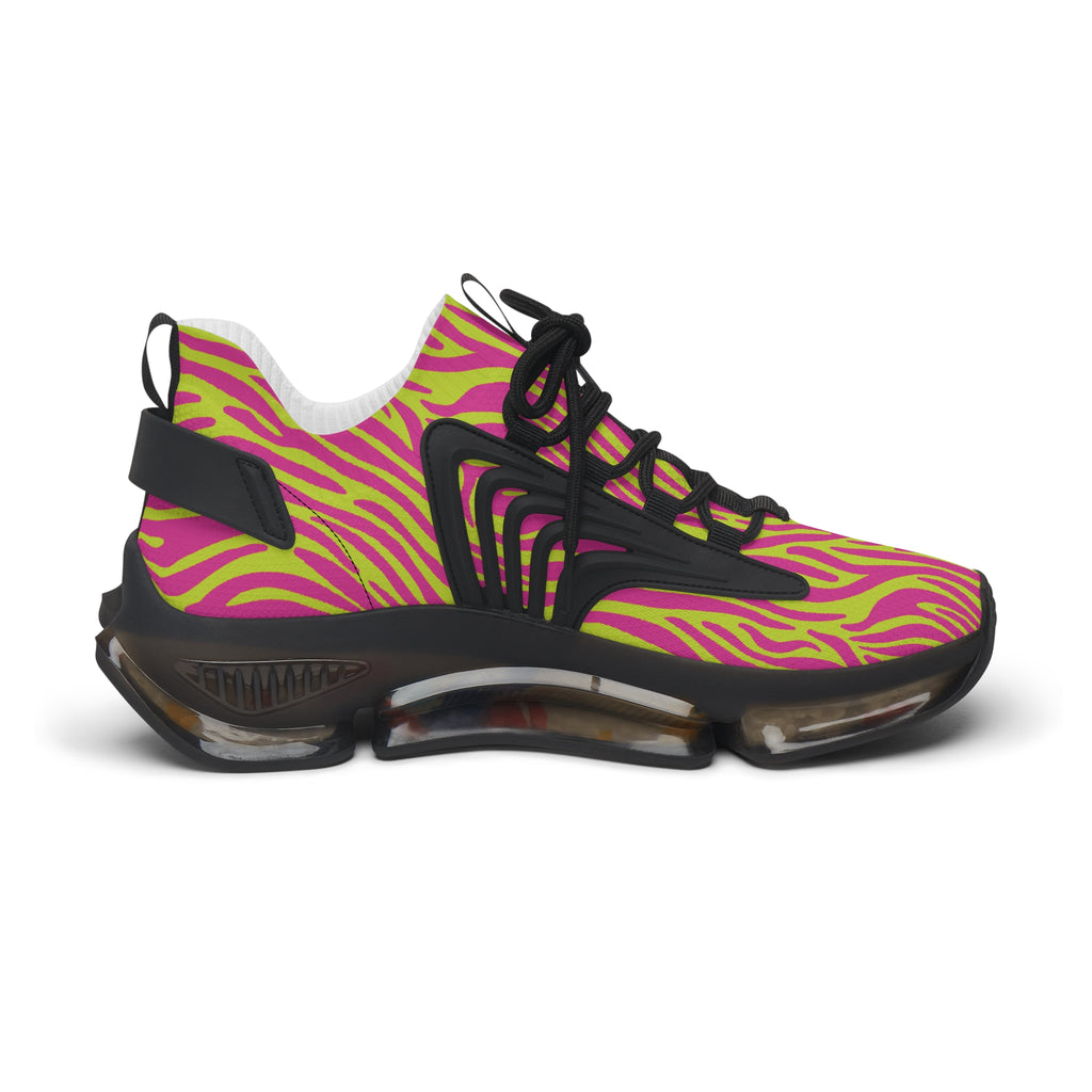 Neon Pink Lime Zebra Women's Mesh Sneakers