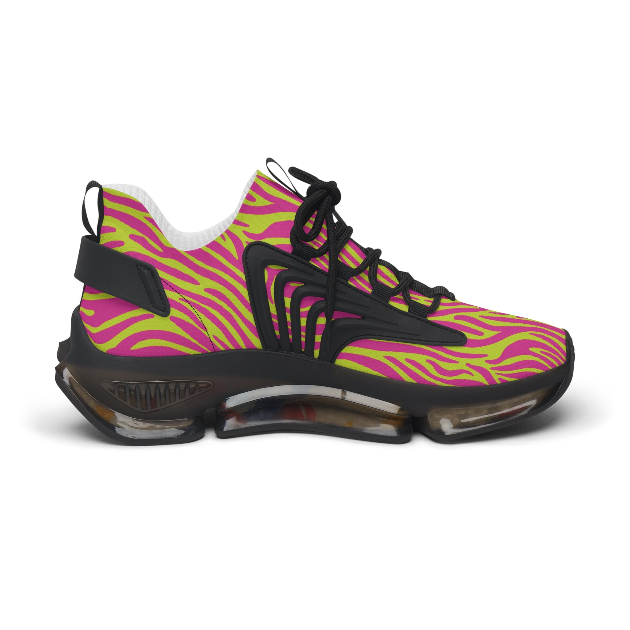 Neon Pink Lime Zebra Women's Mesh Sneakers