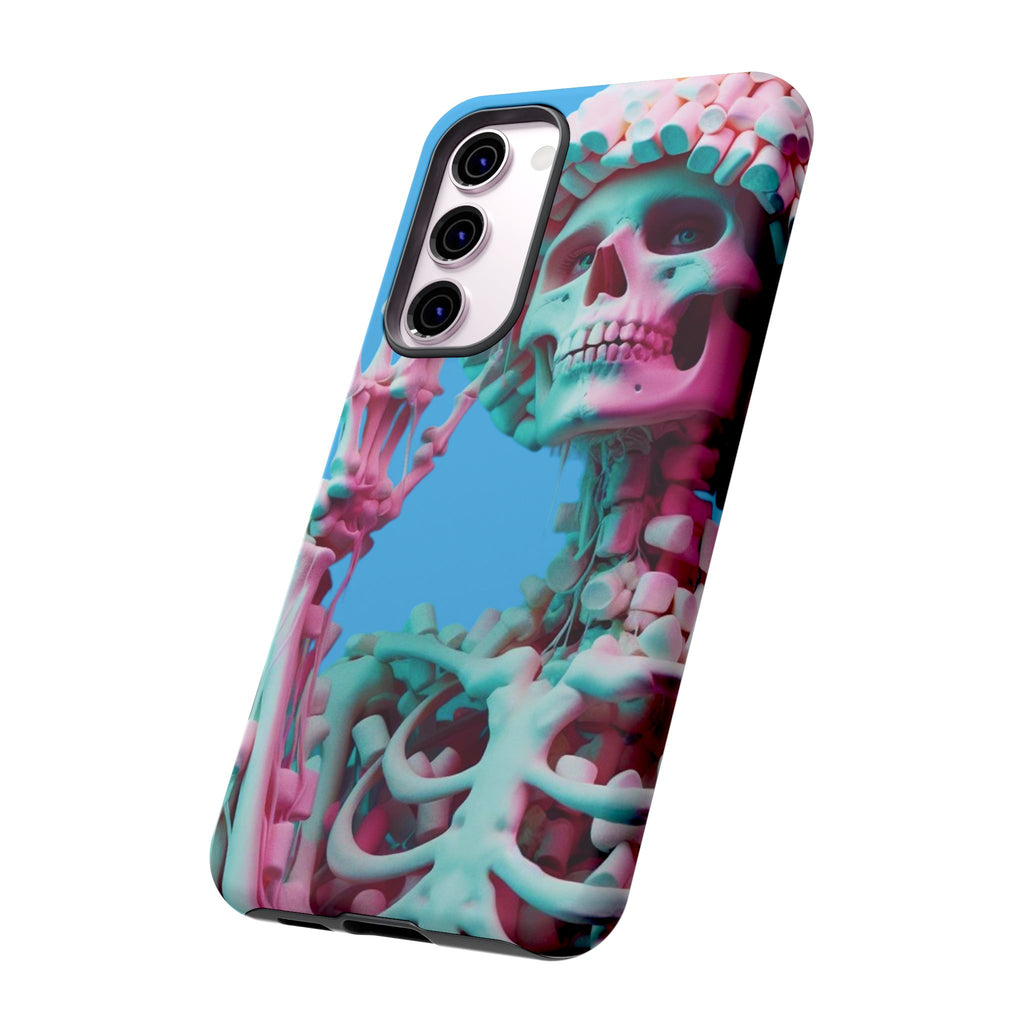 Neon Pink Skeleton Blue Tough Phone Case for iPhone, Galaxy or Google Pixel