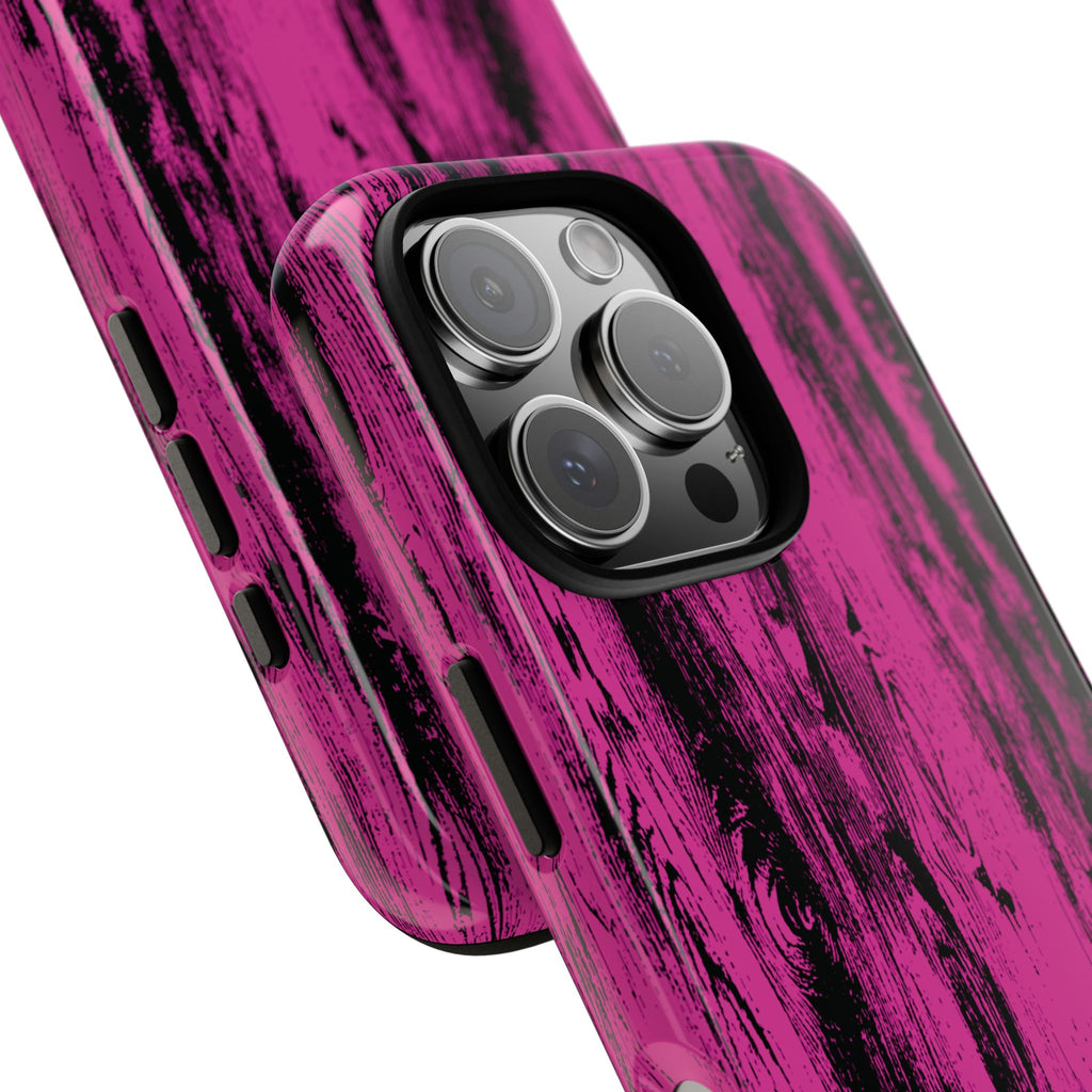 Hot Pink wood print Design Tough Phone Case for iPhone, Galaxy, or Google Pixel